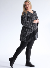 Tuniek Viscose Print Leather Look/Solid (C-2024) 000401-Painted Polka Black