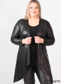 Leather Look Bolero lange mouw (A-74) 001-Zwart