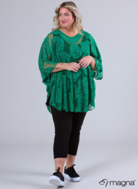 Poncho WINGS chiffon print Burnout Roses (M-0004-CHPR-BR) 058-Brazil Green