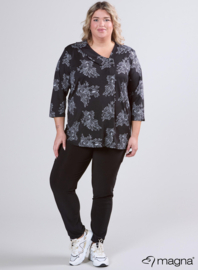 Comfy Button Flap Tunic (C-2504-PRINT) U34001-Flowers Sketch BW