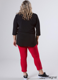 Button Tunic V-Shaped Neckline (C-2506) 001-Zwart
