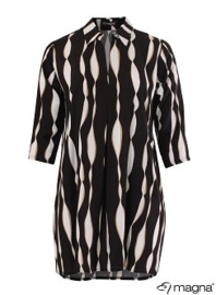 Tuniek met zakken (C-9003-LVIS-print) A41001-Wavey Black-White