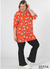 Simple Tunic  (ZF-TU-1005-pr) Y80019-Flower Orange