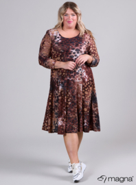 Long A-Line Tuniek-Dress (C-2130-MSH) U55064-Dots Brown-Black