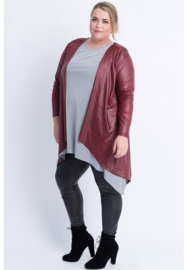 Leather Look Bolero lange mouw (A-74) 032-Bordeaux