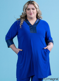 V-nek tuniek met print afwerking langs hals en mouwen (C-2220) 060-Royal Blue
