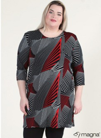 Simple Pocket Tuniek (C-2022-VISprint) Y87015-Abstract Triangle Desigen Red