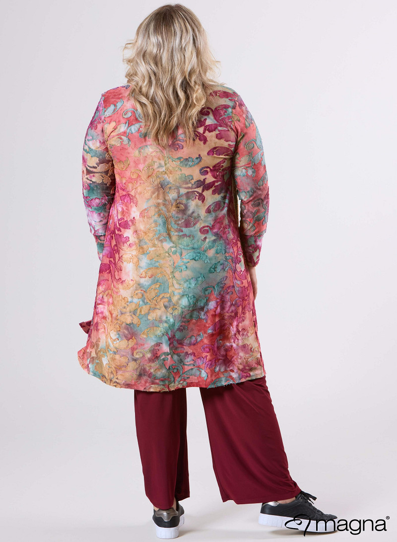 Open Front Loose Cardigan (N-2201-MSH) U51032-Fall Leaves Wine Red