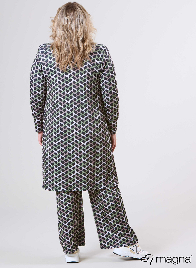 Open Front Loose Cardigan (N-2201-PRINT) T72080-Woven Sage Green-Sand