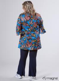 Flared Sleeves Relaxed Tunic (C-2503-PRINT) U28060-Paradise Flower Blue