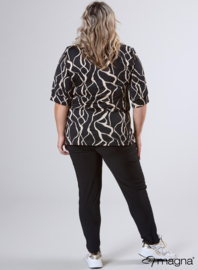 Puff Sleeve Shirt (B-2502-PR) U33001-Simple Lines Black-White