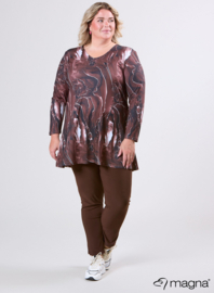Long Sleeve A-Line Tunic (B-2401-PRINT) T70064-Pebble Waves Brown