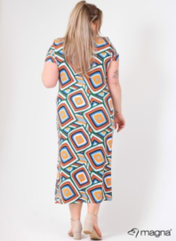Long Short Sleeve Dress (C-9024-MB-VIS print) 00001A-Multi Color Squares