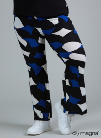 Relaxed Pocket Flared Pants (D-2403-PRINT) V75060-Diamond Blocks  Blue