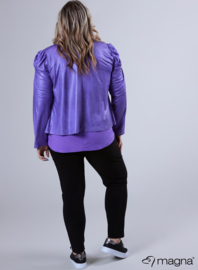 Kort Leather Look Puff Shoulder Jacket (K-2401-LL) 021-Paars