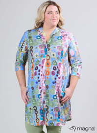 A-Line Long Pocket Tunic (C-2217-PR) T41071-Wall Deco Blue-Pink