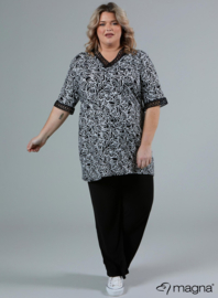 Wide Lace Detail A-Line Shirt (B-2423-VP) V-52001-Flower BW
