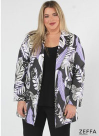 ZF-JA-1004-PR - Open Blazer Viscose Cotton Print - Y73021-Jungle Paars