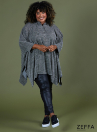 Oversized Tuniek/Ponncho (ZF-PO-1002-HVPK)  W08001-Textured BW