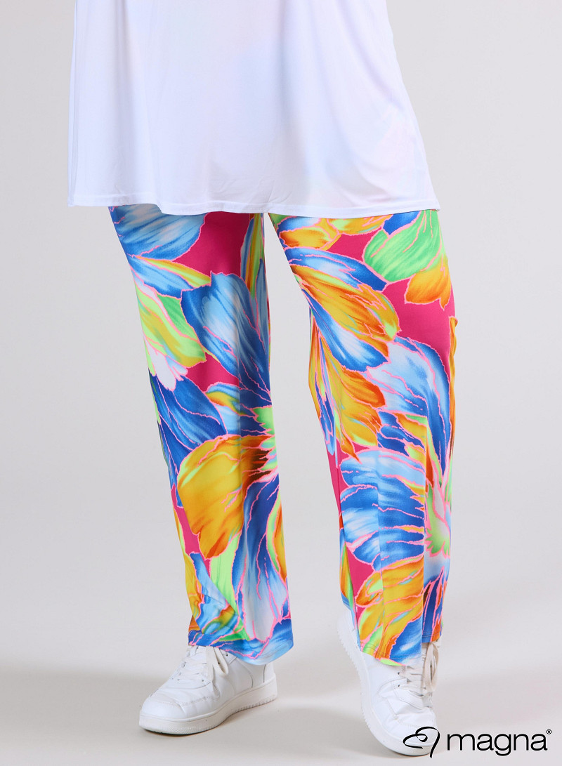 Broek Basic (D-03-PR) T75071-Neon Flower Blue-Orange