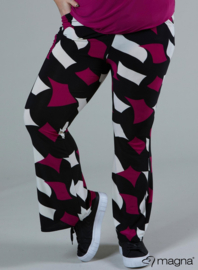 Relaxed Pocket Flared Pants (D-2403-PRINT) V75056-Diamond Blocks Magenta