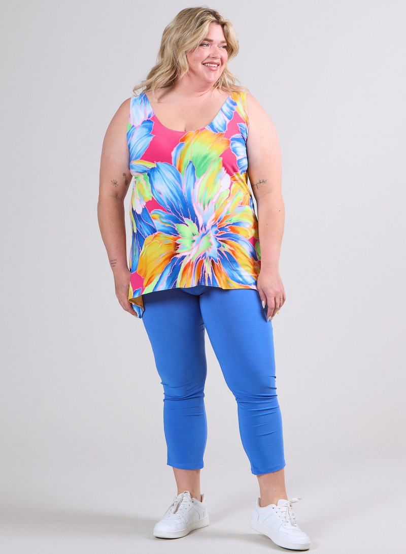 A-Top (A26-PRINT) - T75071-Neon Flowers Blue-Orange