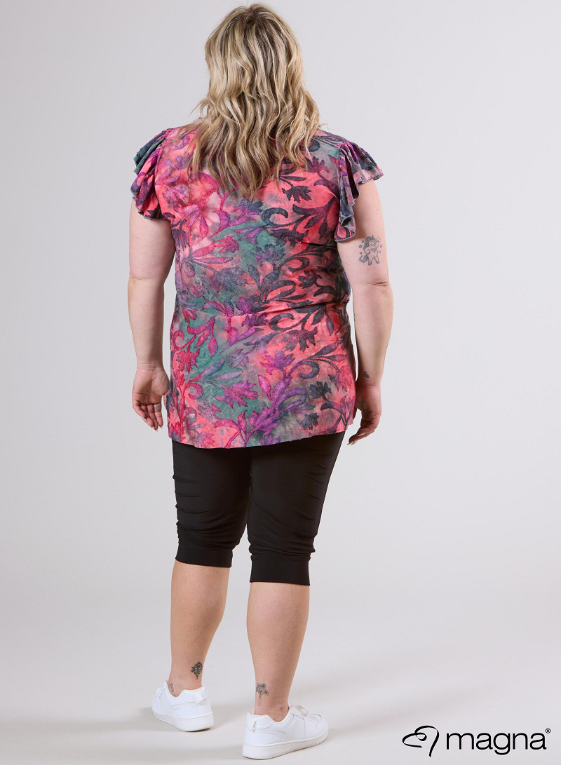 Sleeveless Frill Tunic (C-2305-MSH) U51066-Fall Leaves Coral.