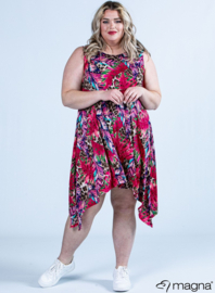 A-Shaped Sleeveless Split Dress (C-2323-PRINT) W67006-Summer Jungle Pink