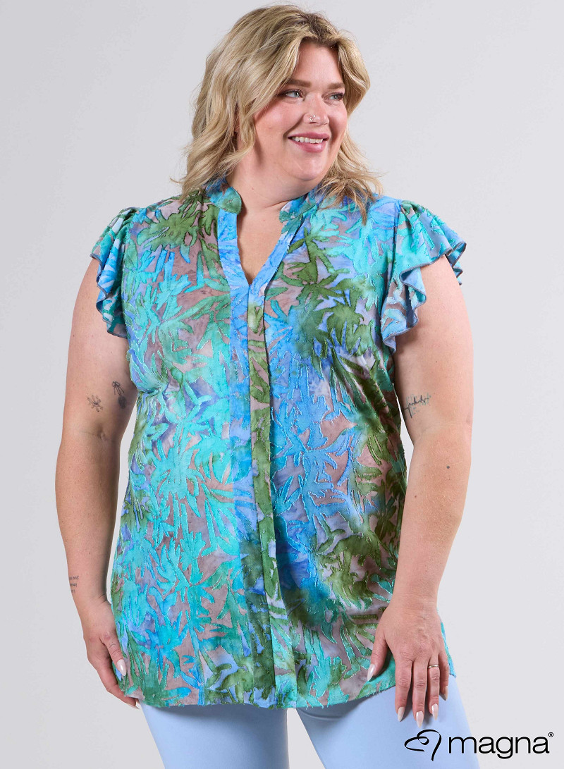 Sleeveless Frill Tunic (C-2305-MSH) T85051-Bush Aqua