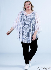 Poncho WINGS chiffon print Burnout Roses (M-0004-CHPR-BR) 002-Wit