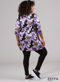 Simple Tunic  (ZF-TU-1005-SLK) U68021-Brushed Flower Purple