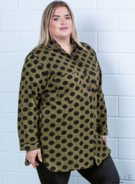 Oversized Button Down Blouse (ME-BL-1002-SFPR) X44031- Dots Green