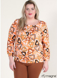 Shirt met Elastiek (B-8022-VISPR) Z04019-Tringle Print Orange