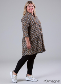 Tuniek met zakken (C-9003-LVIS-print) U82031-Retro Mozaic Khaki/Rust