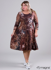 Long A-Line Tuniek-Dress (C-2130-MSH) U55064-Dots Brown-Black