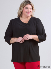 Comfy Button Flap Tunic (C-2504) 001-Zwart