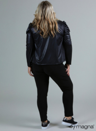 Kort Leather Look Puff Shoulder Jacket (K-2401-LL) 001-Zwart