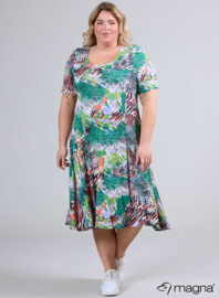 Long A-Line Dress (C-2203-VP-MB) U05058-Mixed Brushed Lines Green
