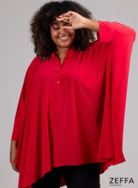 Oversized Tuniek/Ponncho (ZF-PO-1002)  015-Rood