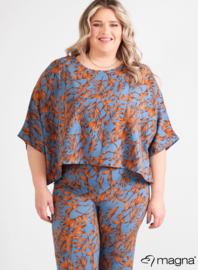 Crop top Cutted Print (M-4004-print) Z680238-Tropical Blue-Rust