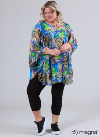 Poncho WINGS chiffon print (M-0004-CHP) V05060-Waves Blue-Green