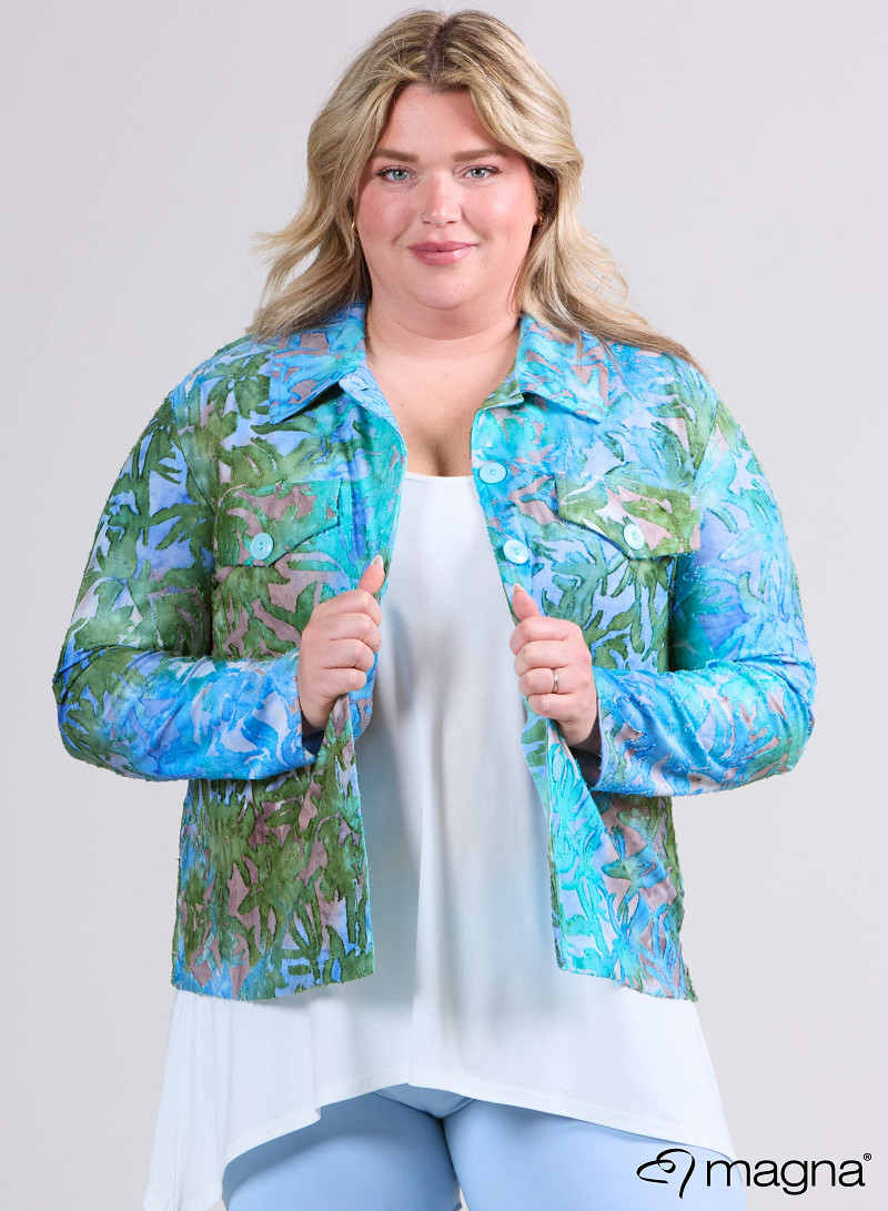 Jaquard Button Jacket (K-2402-MSH) T850051-Bush Aqua