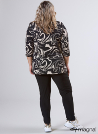 V-Pleated Shirt (B-2501-PRINT) U35014-Ocean Waves Black-Sand