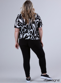 Short Sleeve Puffy Shirt (B-8018-PRINT) V71001-Swirl BW