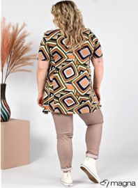 Short Sleeve A-lijn Shirt (B-9004-VP-MB) 00002A-Color Squares Khaki