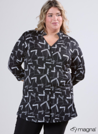 Button Tunic V-Shaped Neckline (C-2506-PR) U29001-Arrow Sketch Black