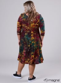 Long A-Line Tuniek-Dress (C-2130-MSH) U51038-Fall Leaves Green-Red