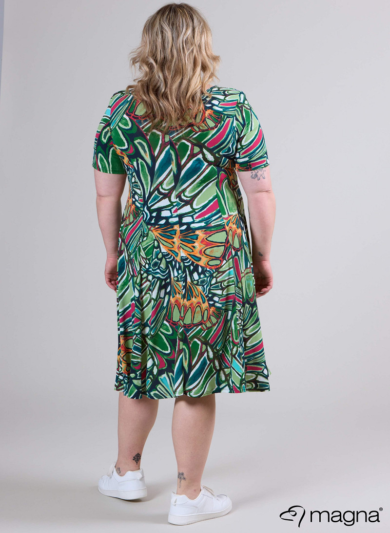Long A-Line Dress (C-2203-PRINT) T89058-Pebbles Green