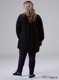 Trim Blouse (B-2424-LVS) 001-Zwart