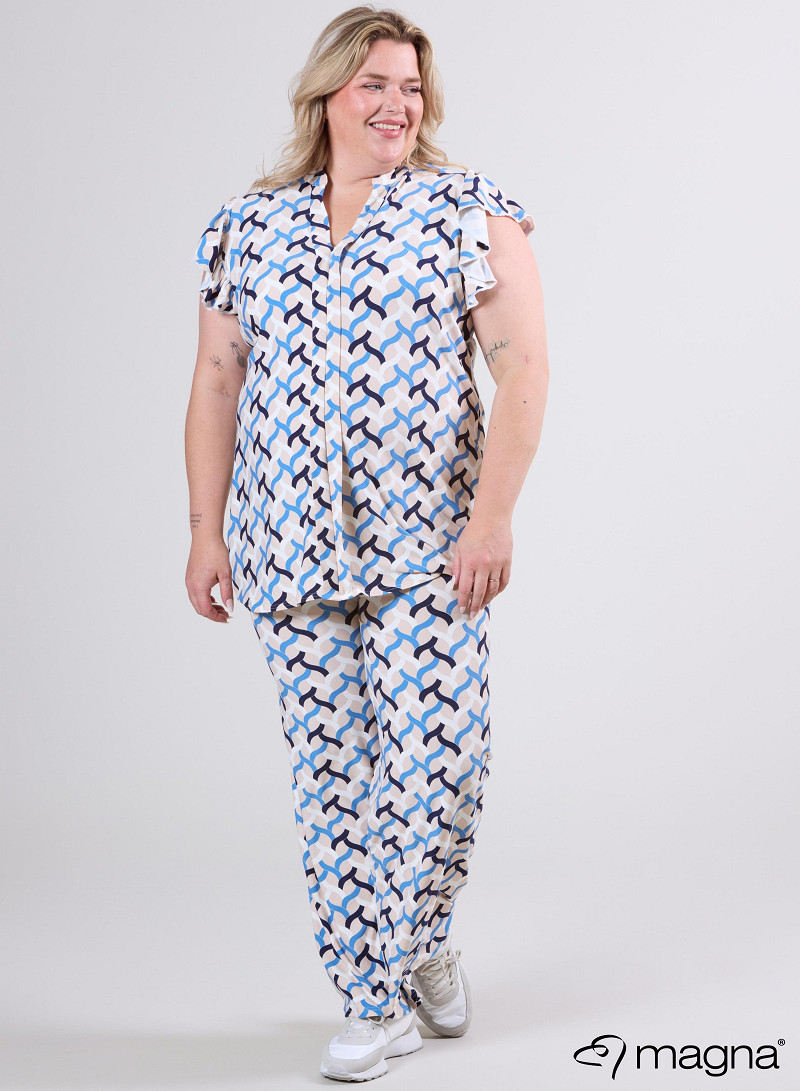 Sleeveless Frill Tunic (C-2305-PR) T72071-Woven Blue-Sand
